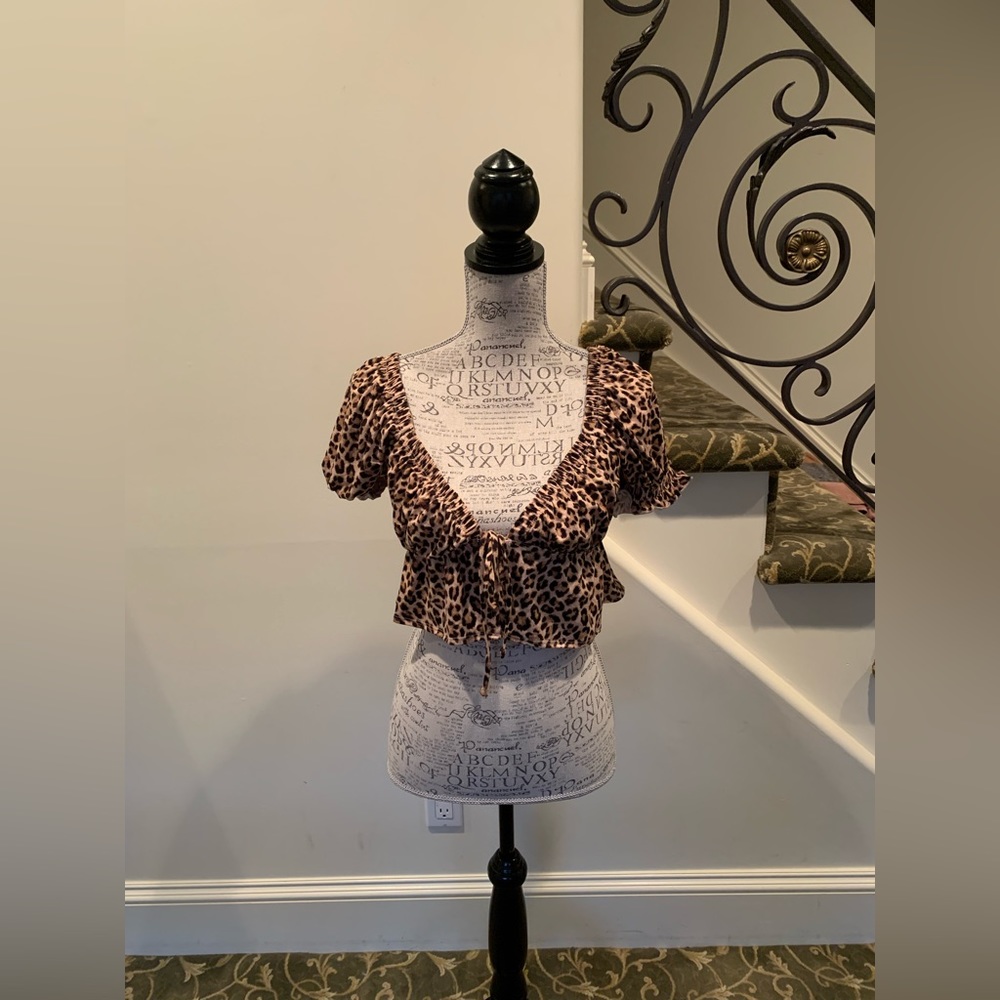 NWT - Urban Outfitters Cropped Leopard Blouse